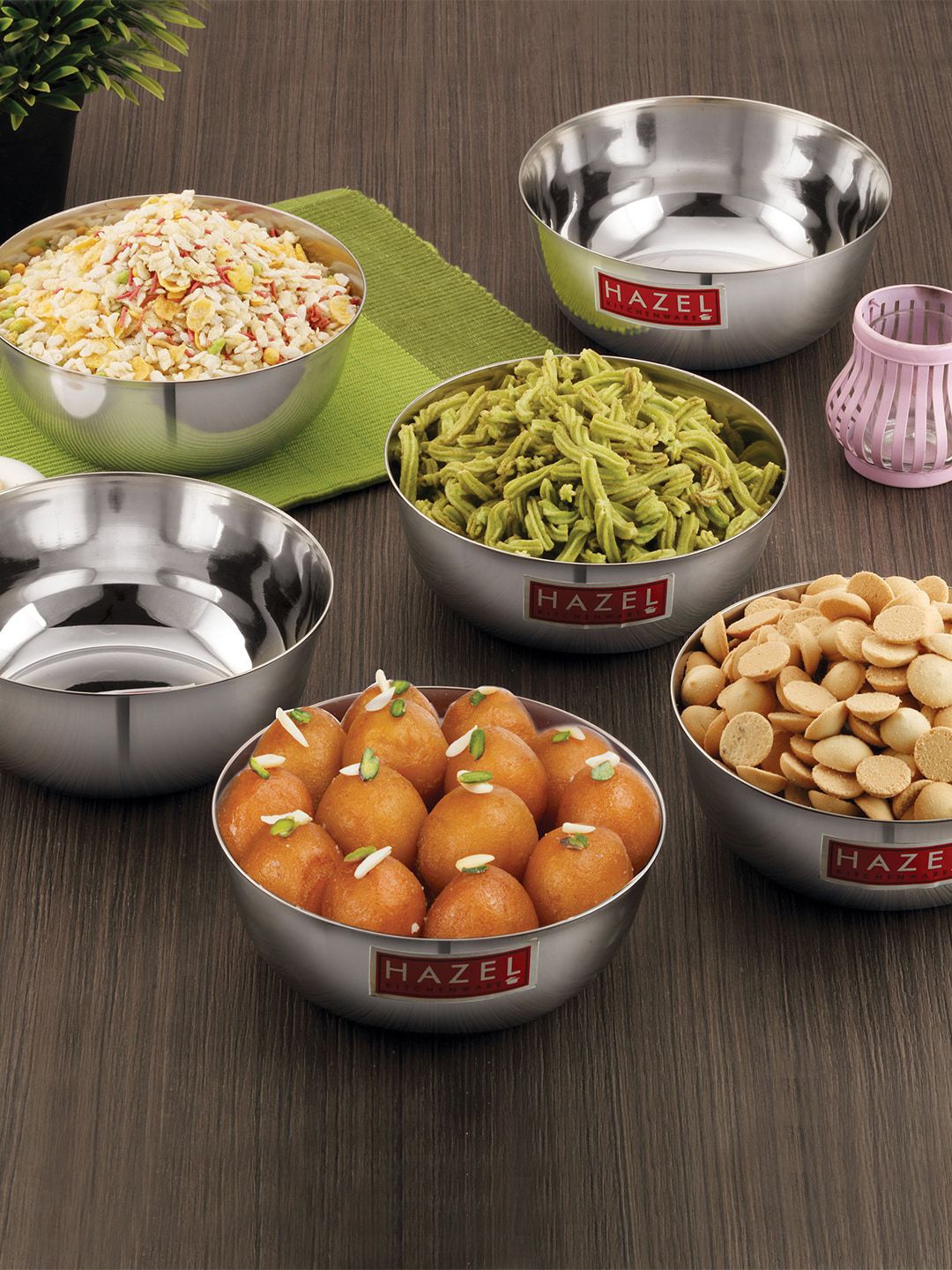 HAZEL Set Of 6 Silver- Colored Solid Stainless Steel Serving Bowl Price in India