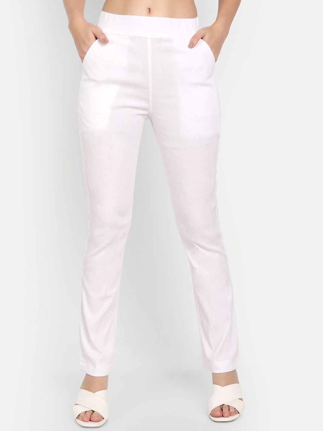 APELLA Women White Trousers Price in India