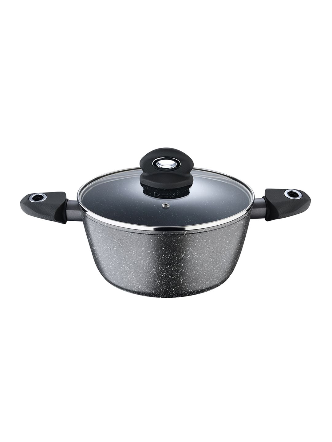 BERGNER Grey Orion Marble Non Stick Casserole with Glass Lid Price in India