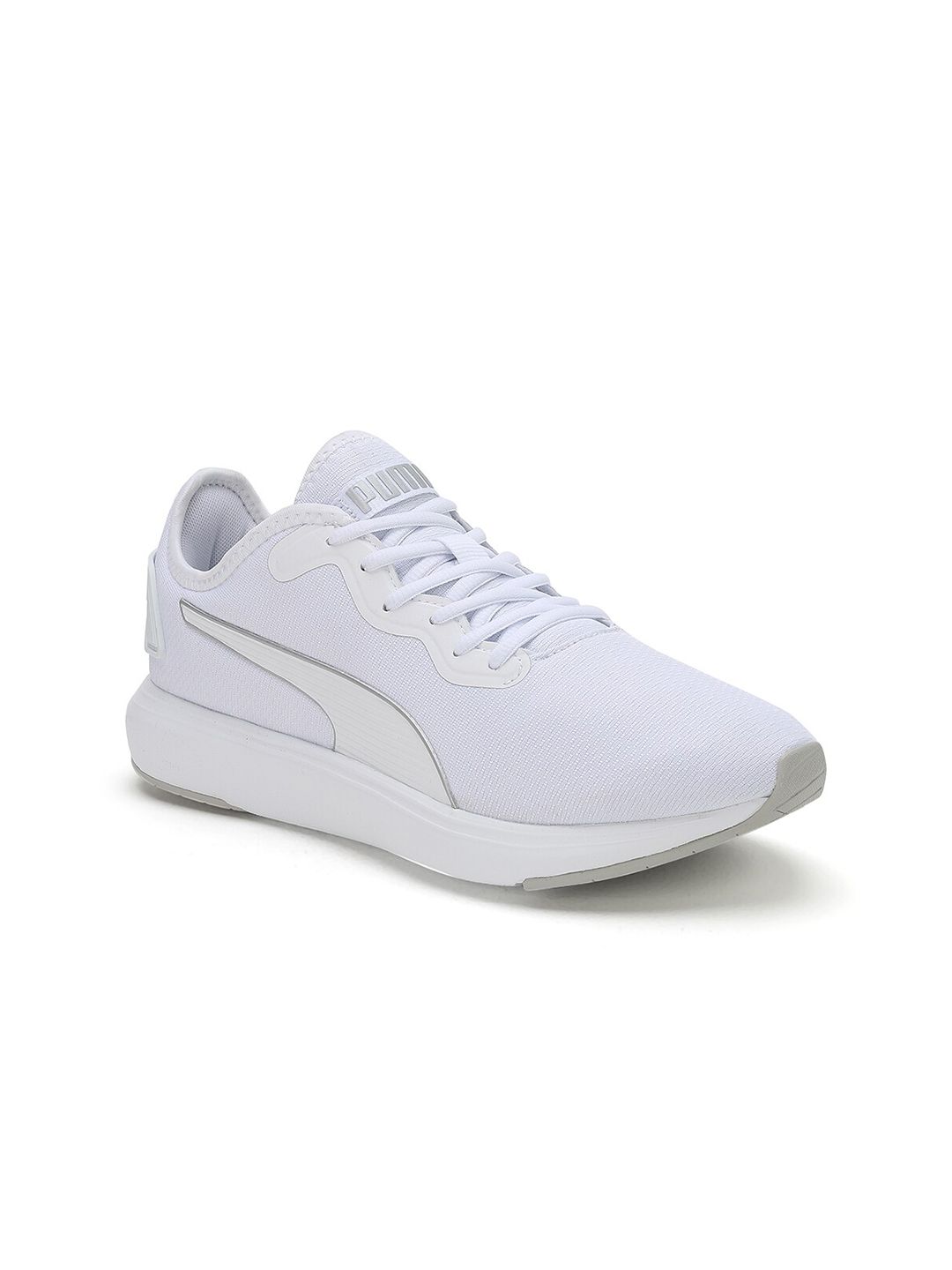 Puma Unisex White Textile Sports Shoes 37616715-Puma White-Metallic Silver Price in India