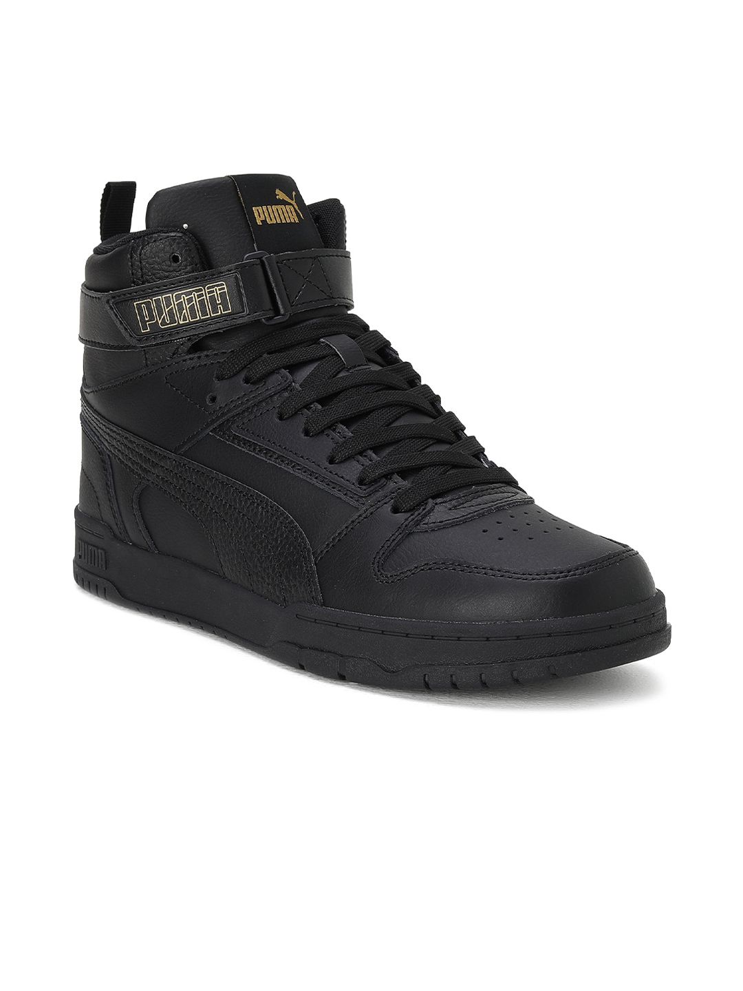 Puma Unisex Black Leather High-Top Sneakers Price in India