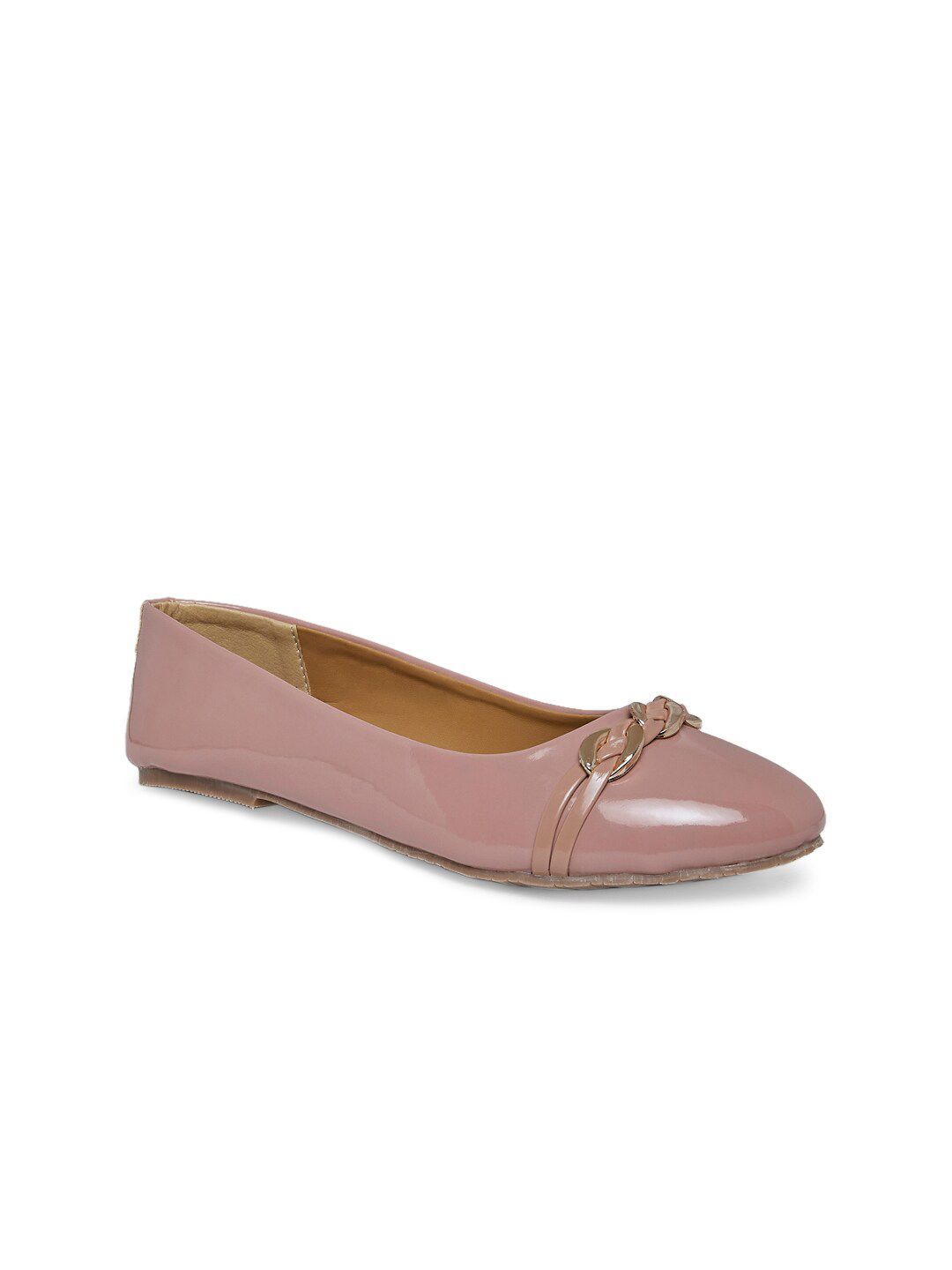 People Women Nude Solid Ballerinas with Buckle