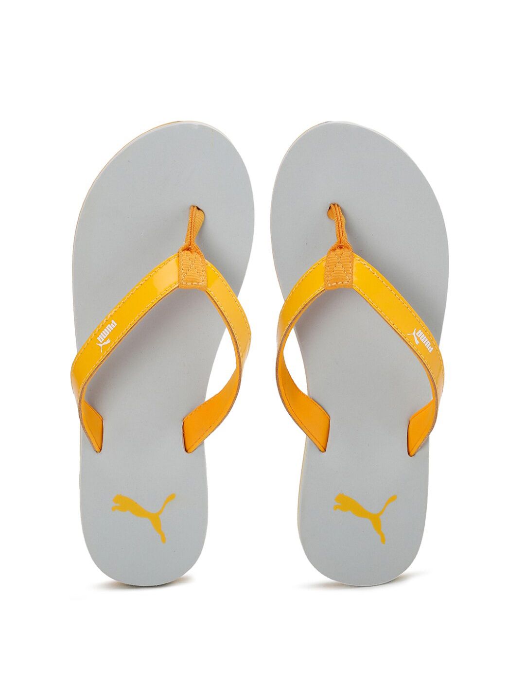 Puma Women Grey & Yellow Alice Bling Thong Flip-Flops