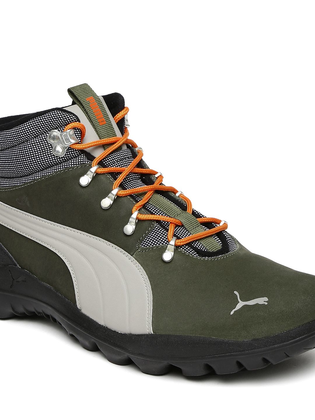 Buy Puma Men Olive Green Tatau Fur Boot 2 Mid-Top Flat Boots