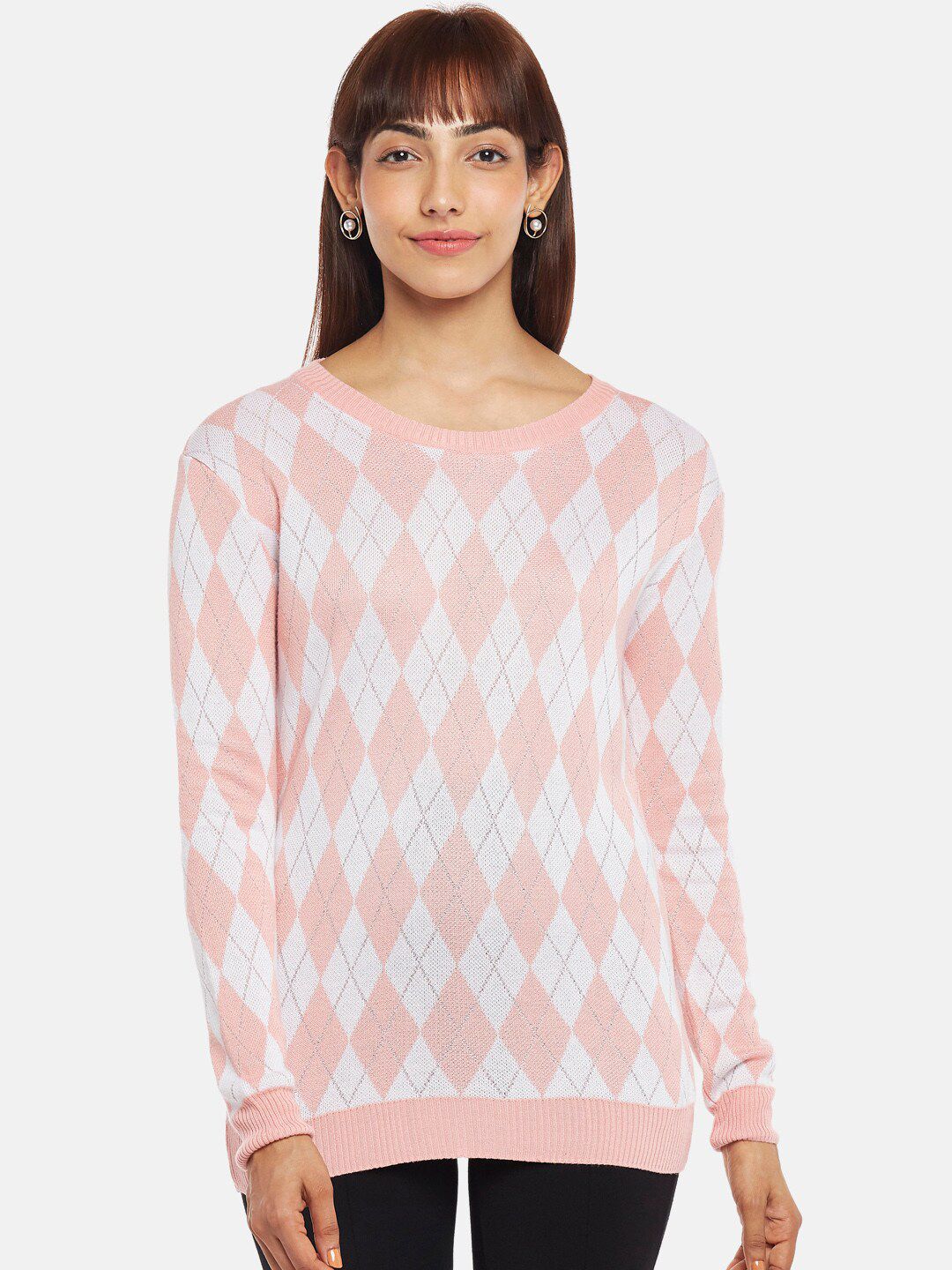 Annabelle by Pantaloons Pink Geometric Print Top Price in India