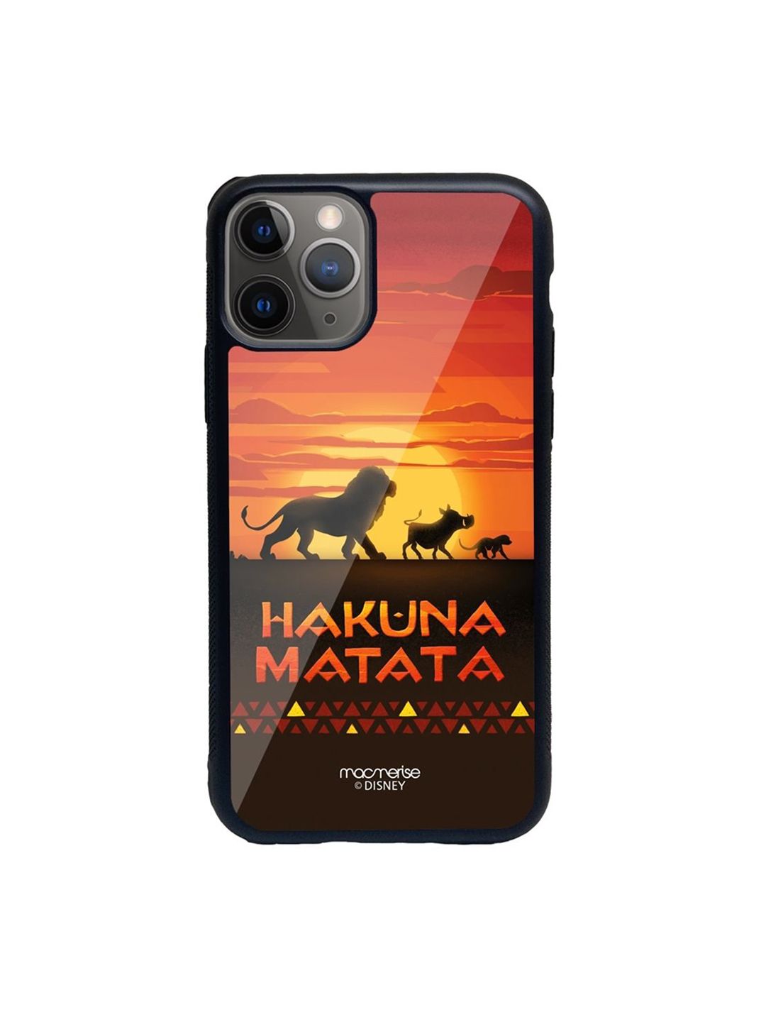 macmerise Black & Orange Coloured Printed Hakuna Matata iPhone 11 Pro Back Case Price in India