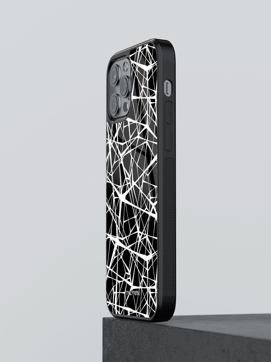 macmerise Black & White Printed Grunge Web iPhone 12 Pro Max Back Case Price in India