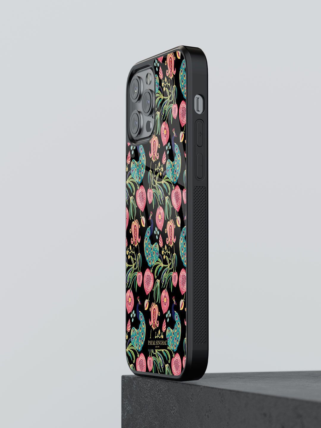 macmerise Black Printed Payal Singhal Anaar and Mor iPhone 13 Pro Back Case Price in India