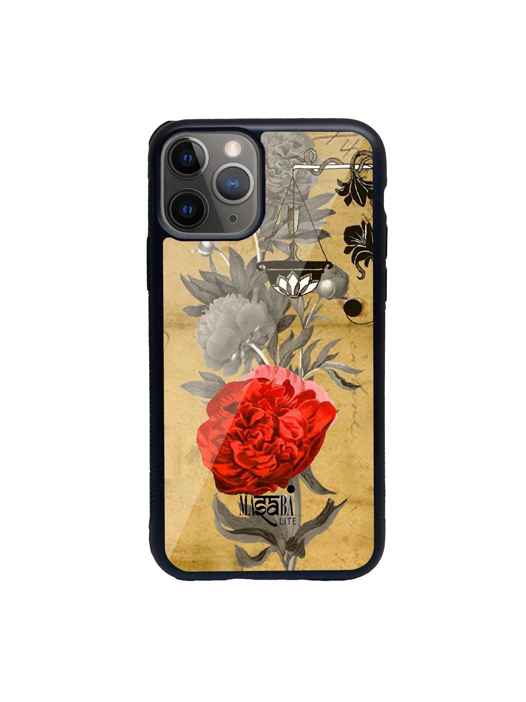 macmerise Grey & Red Printed Masaba Floral Scale iPhone 11 Pro Back Case Price in India