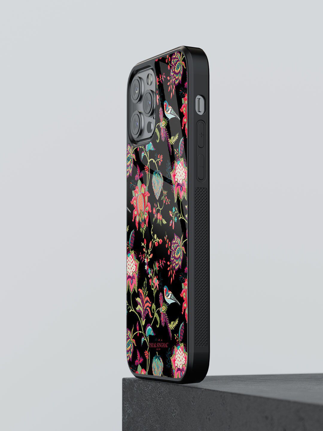 macmerise Black & Pink  Printed Chidiya Glass iPhone 12 Pro Back Case Price in India