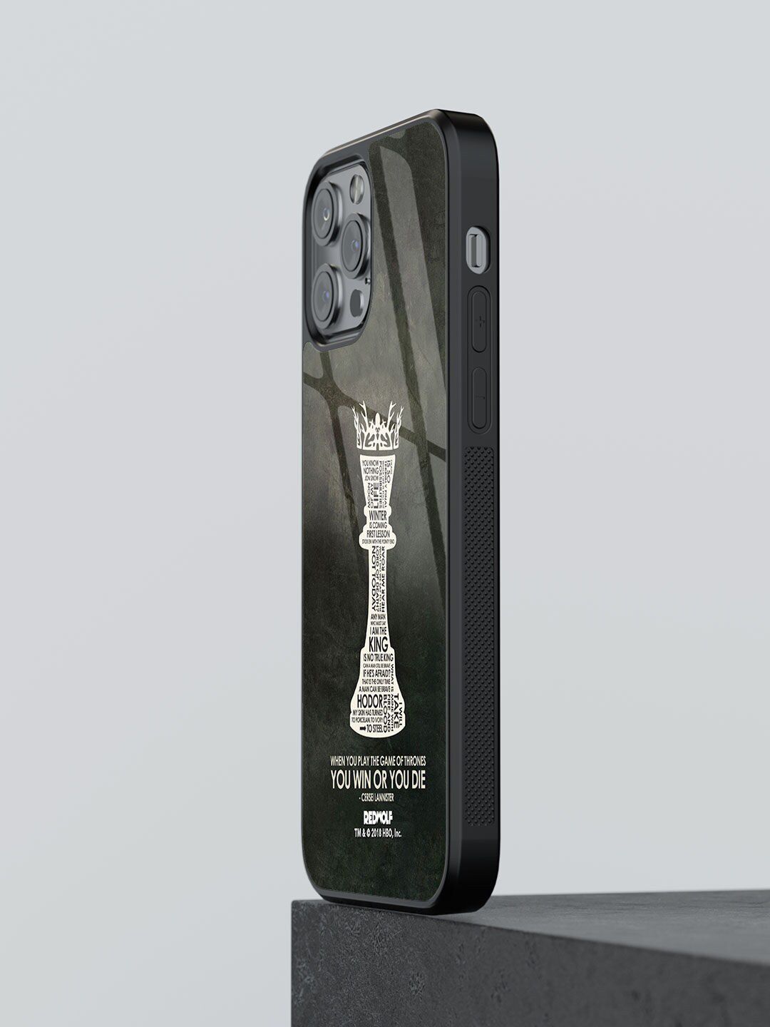 macmerise Black Printed Win Or Die Glass iPhone 12 Pro Max Back Case Price in India