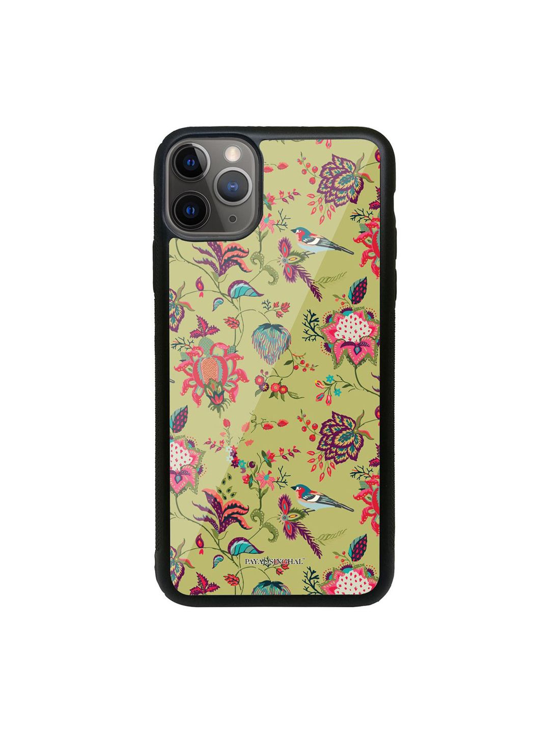 macmerise Black & Olive Green Printed Glass iPhone 11 Pro Max Back Case Price in India