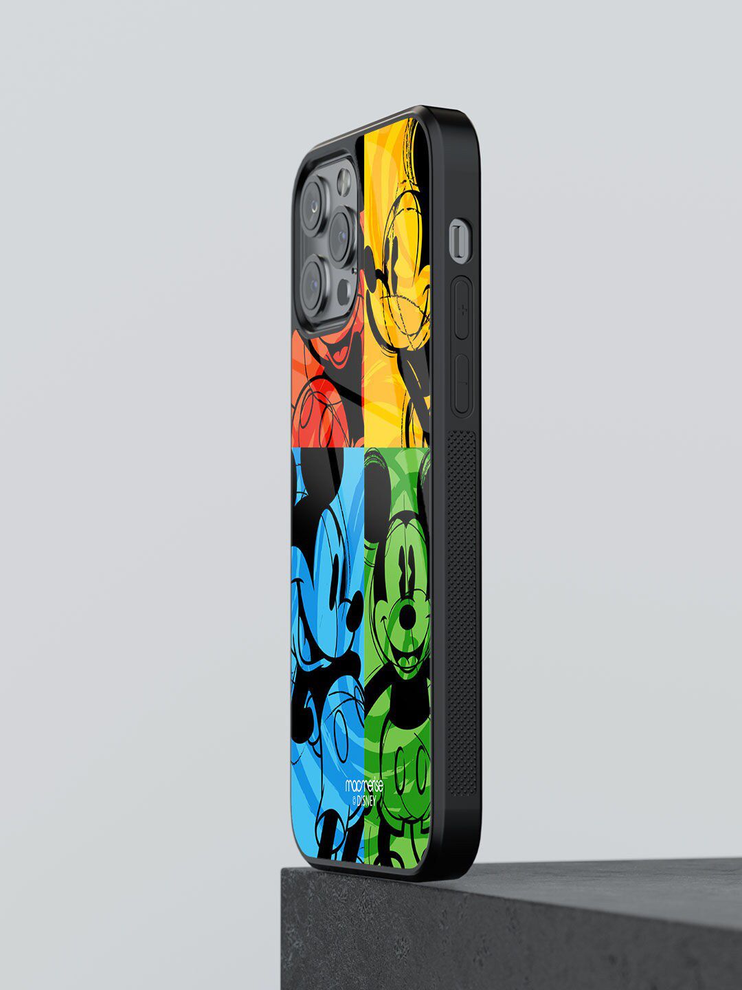 Macmerise Black & Green Mickey Mouse Printed Camo Glass iPhone 13 Pro Back Case Price in India