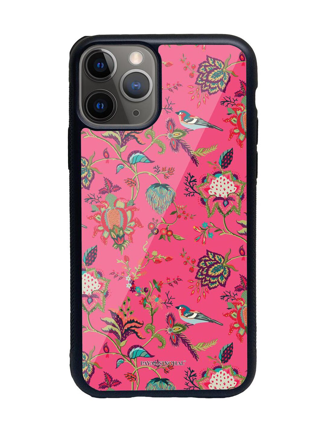 macmerise Pink Printed Glass iPhone 11 Pro Back Case Price in India