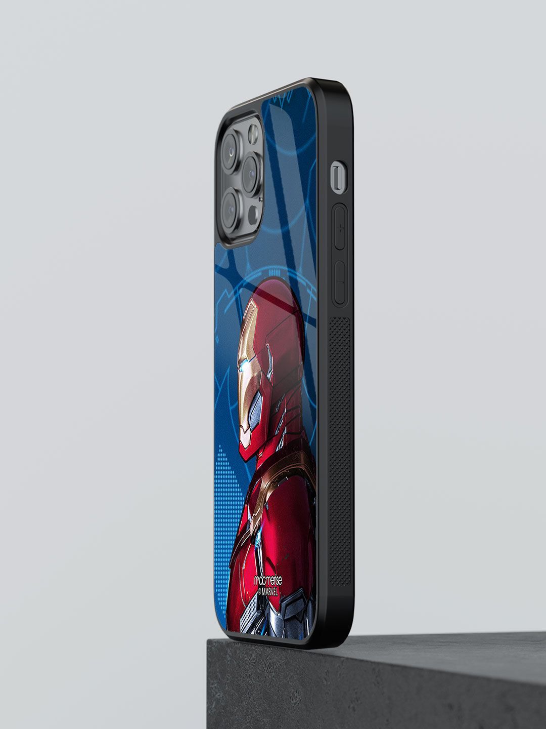 macmerise Blue & Red Printed Iron Man iPhone 12 Pro Max Back Case Price in India