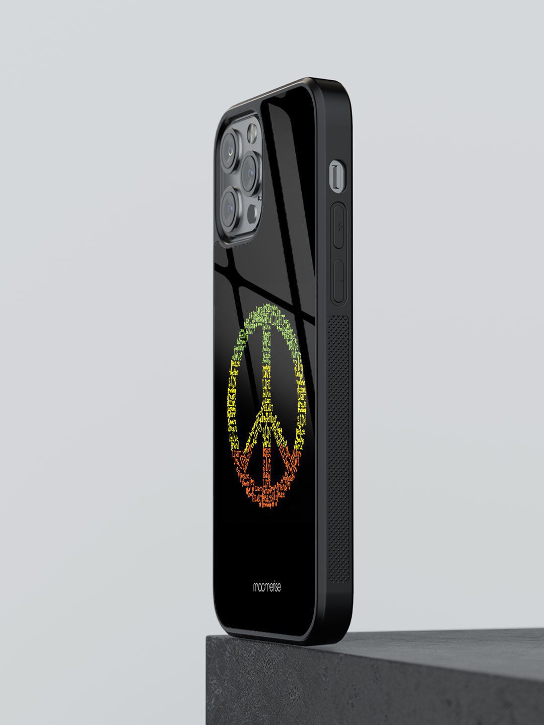 macmerise Black Symbol of Peace iPhone 12 Pro Mobile Back Case Price in India