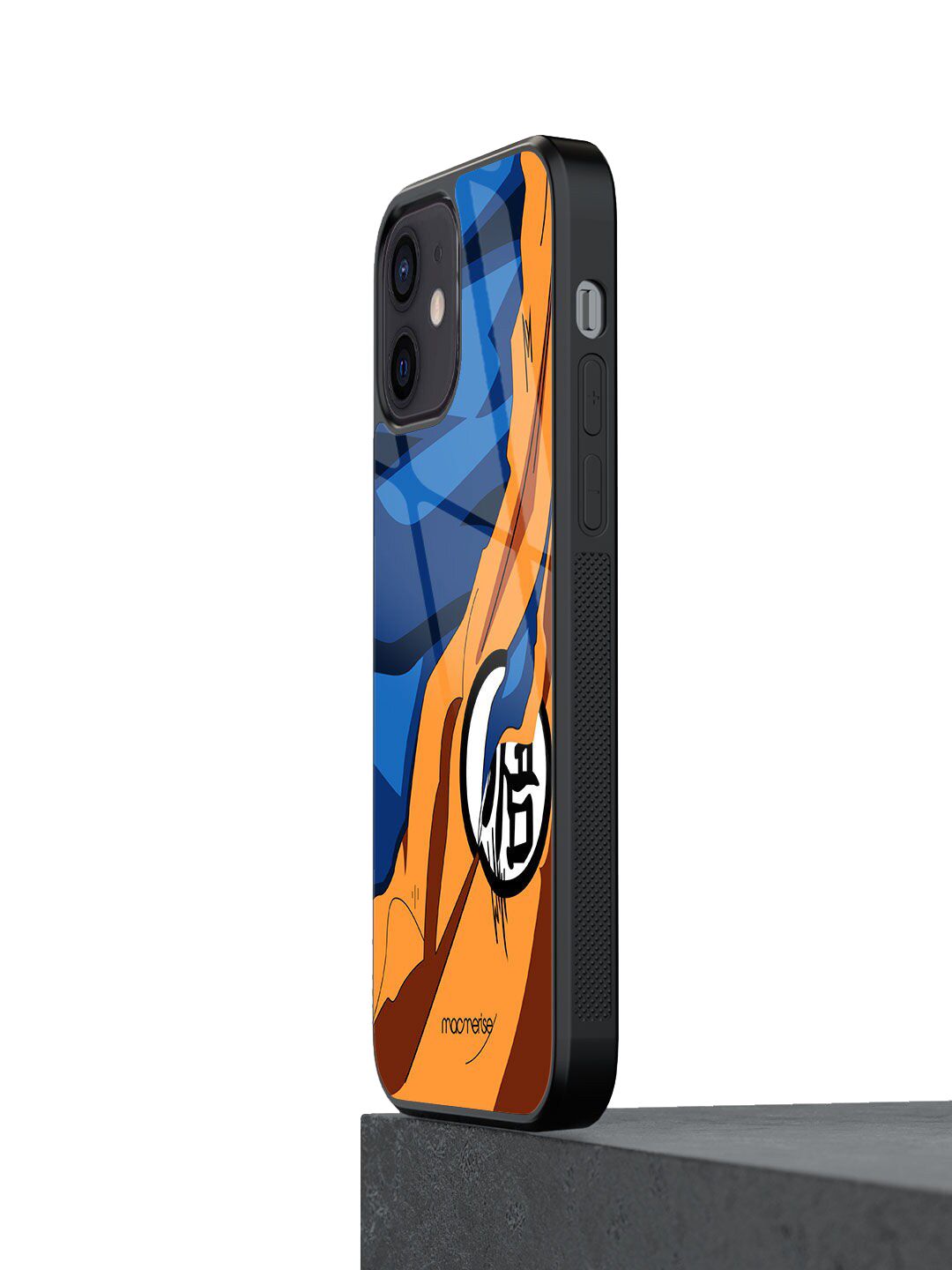 macmerise Orange & Blue Printed Glass iPhone 12 Mini Back Case Price in India