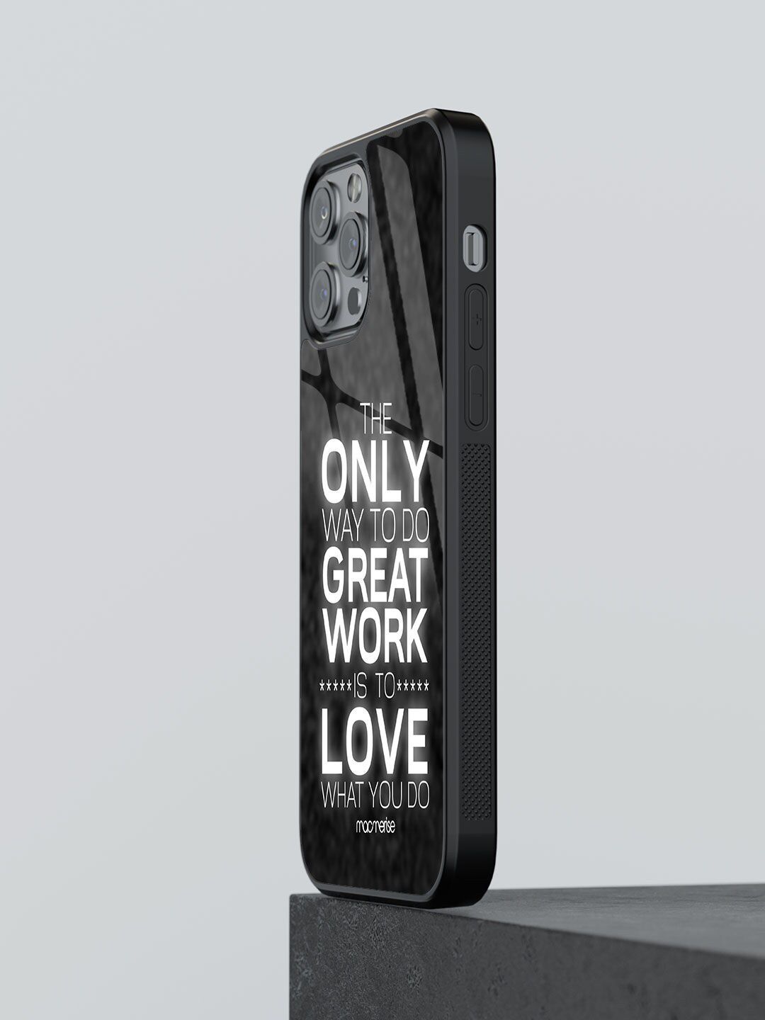 macmerise Black & White Printed Love What You Do iPhone 13 Pro Back Case Price in India