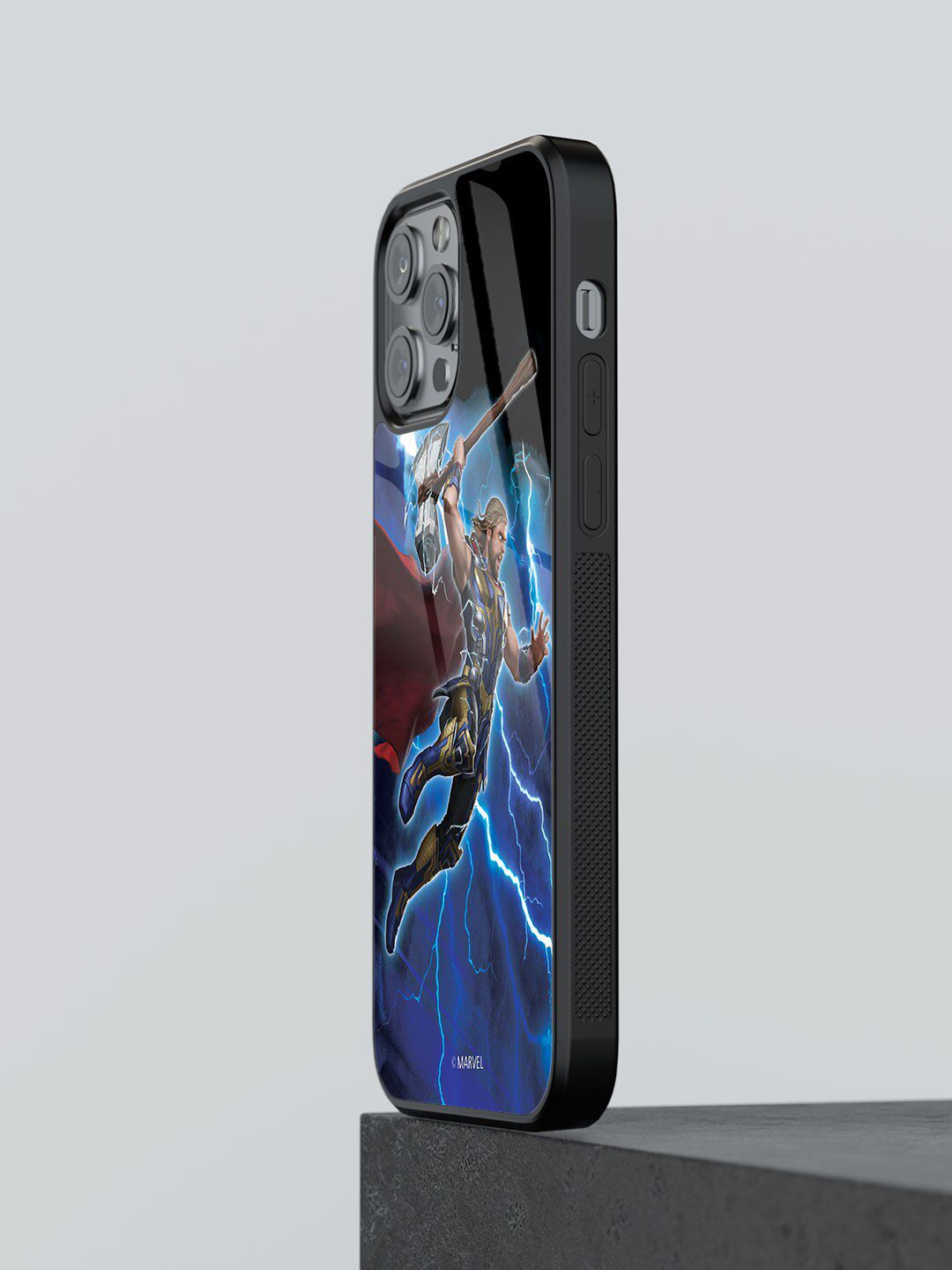 macmerise Blue Worthy Thor Attack Printed iPhone 13 Pro Glass Back Case Price in India