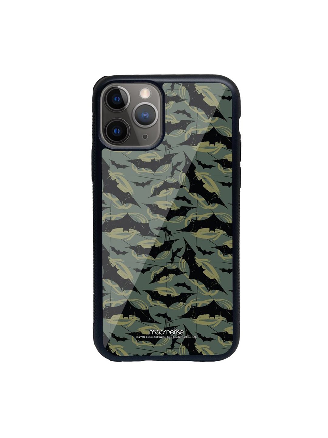 macmerise Black Printed Camo Glass iPhone 11 Pro Max Back Case Price in India