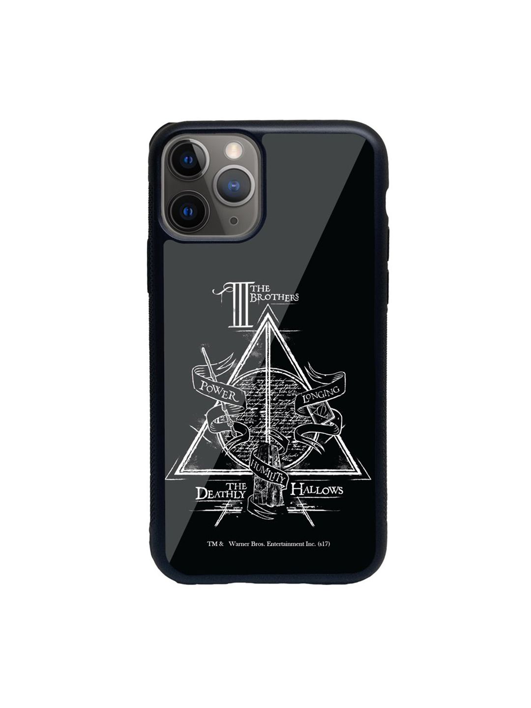 macmerise Black & White The Deathly Hallows Printed iPhone 11 Pro Glass Back Case Price in India