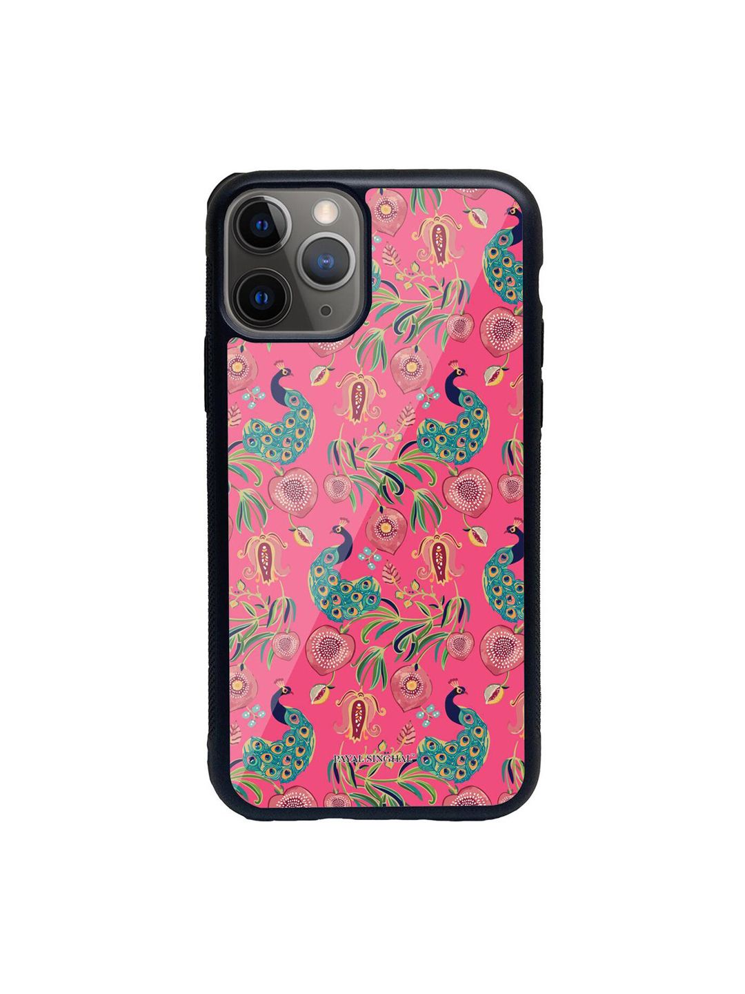 macmerise Pink & Green Payal Singhal Anaar and Mor iPhone 11 Pro Back Case Price in India
