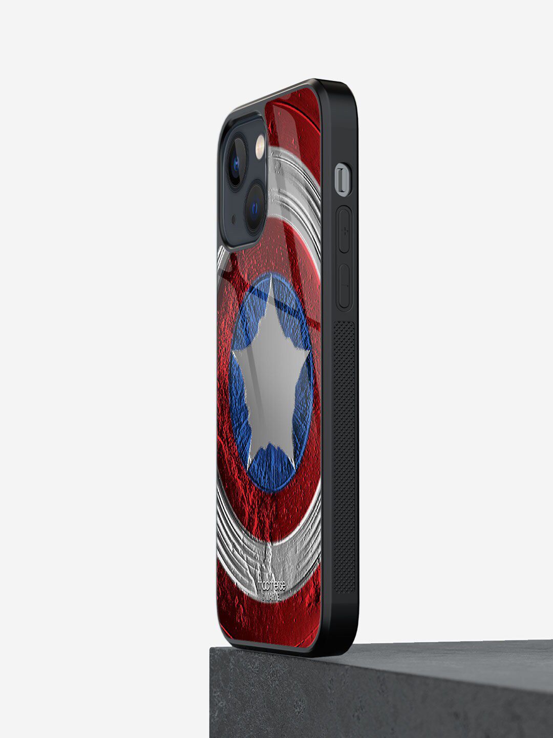 macmerise Red & Blue Printed iPhone 13 Glass Phone Case Price in India