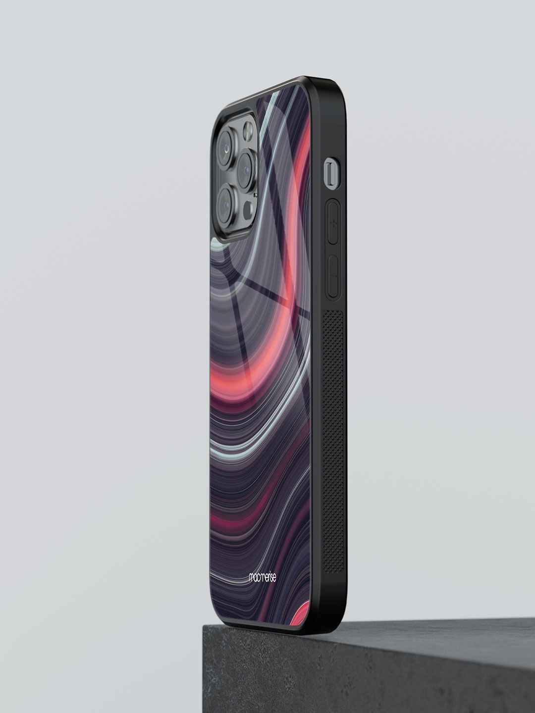 macmerise Black & Red Printed Liquid Funk Glass iPhone 12 Pro Max Back Case Price in India