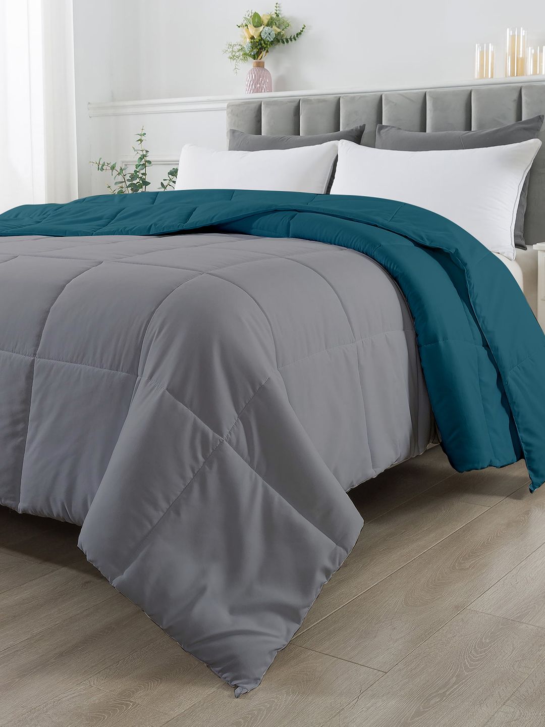 RAZZAI Teal Microfiber Mild Winter 210 GSM Single Bed Comforter Price in India