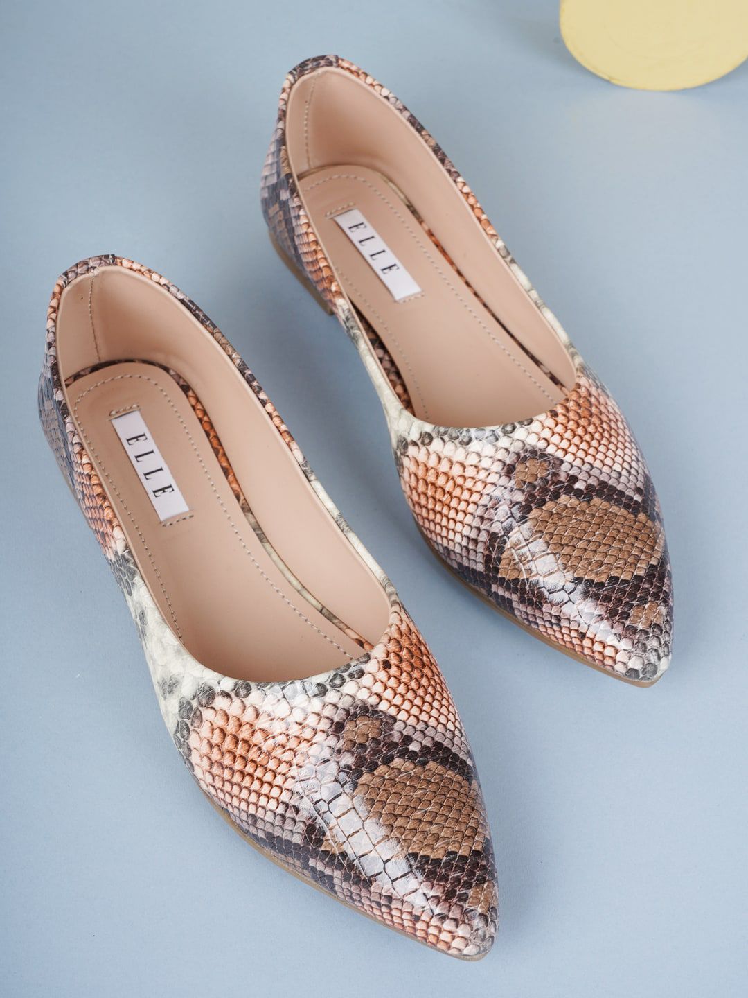 ELLE Women Tan Printed Ballerinas Flats