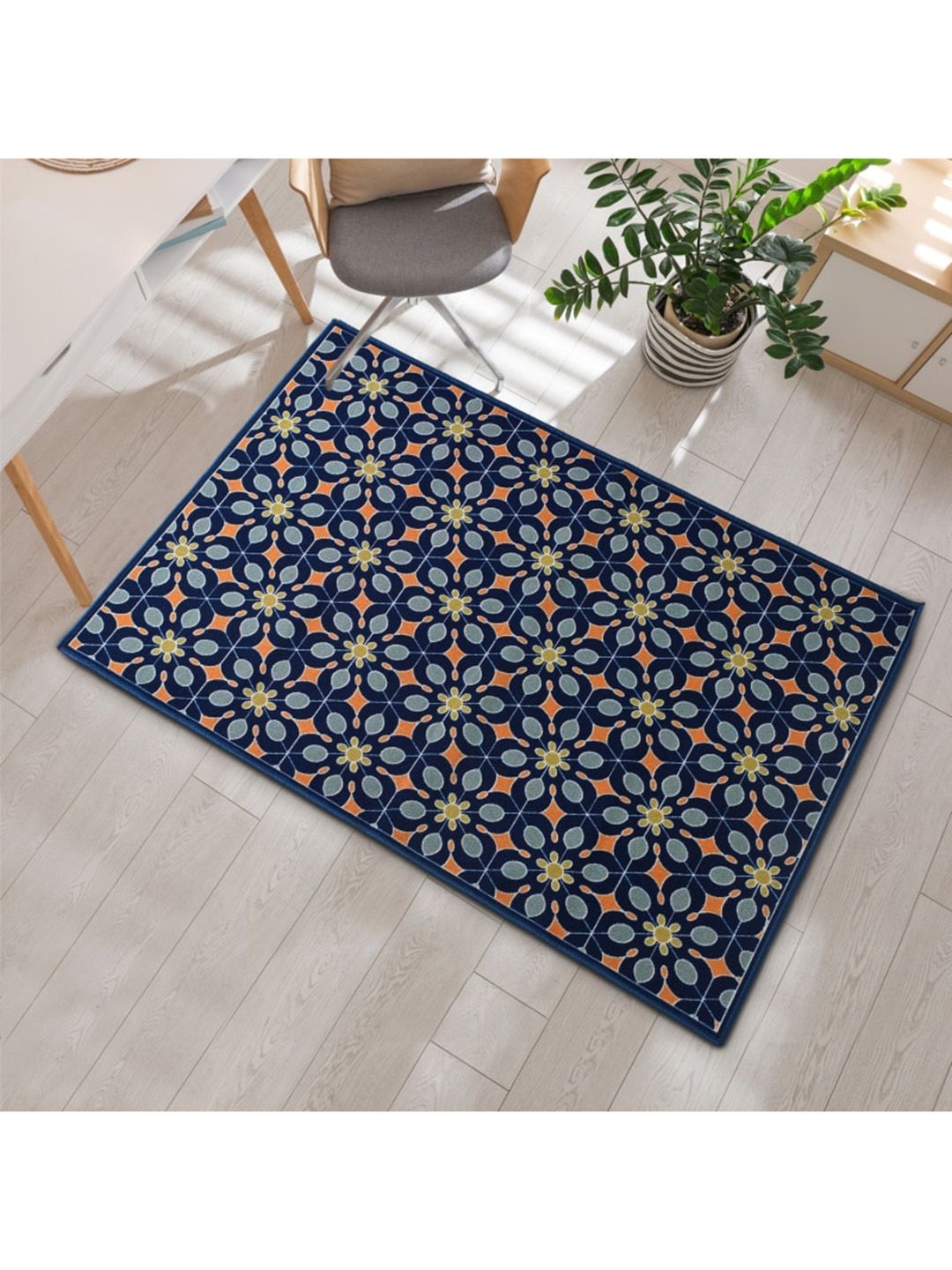 URBAN SPACE Blue& Orange Digital Printed Carpet Price in India