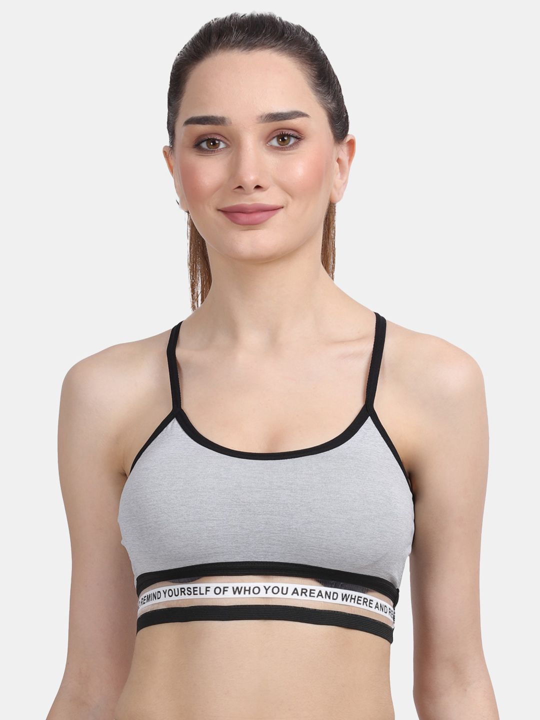 Amour Secret Women Grey & Black Dry Fit Sports Bra Price in India