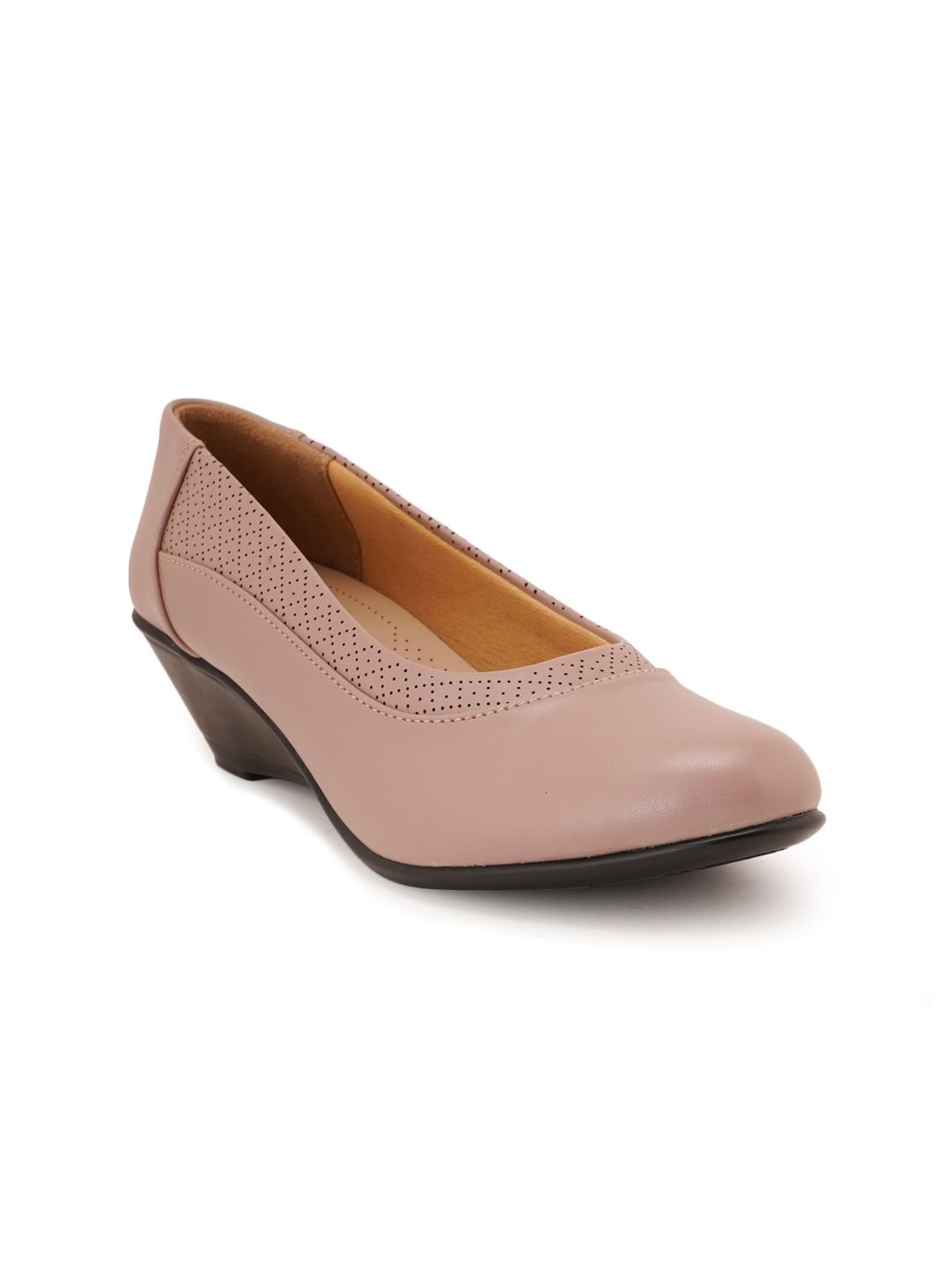 ELLE Peach-Coloured Wedge Pumps