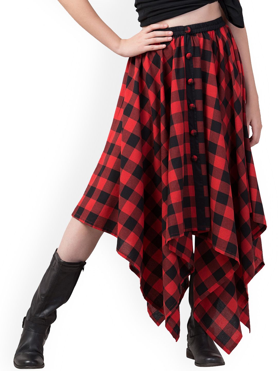 Hive91 Women Red Checked Cotton Skirts Price in India