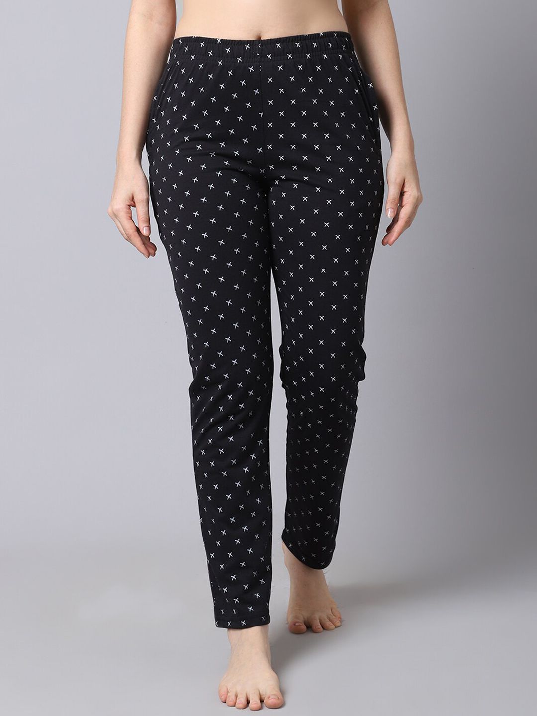 Shararat Women Black & White Printed Lounge Pants Price in India