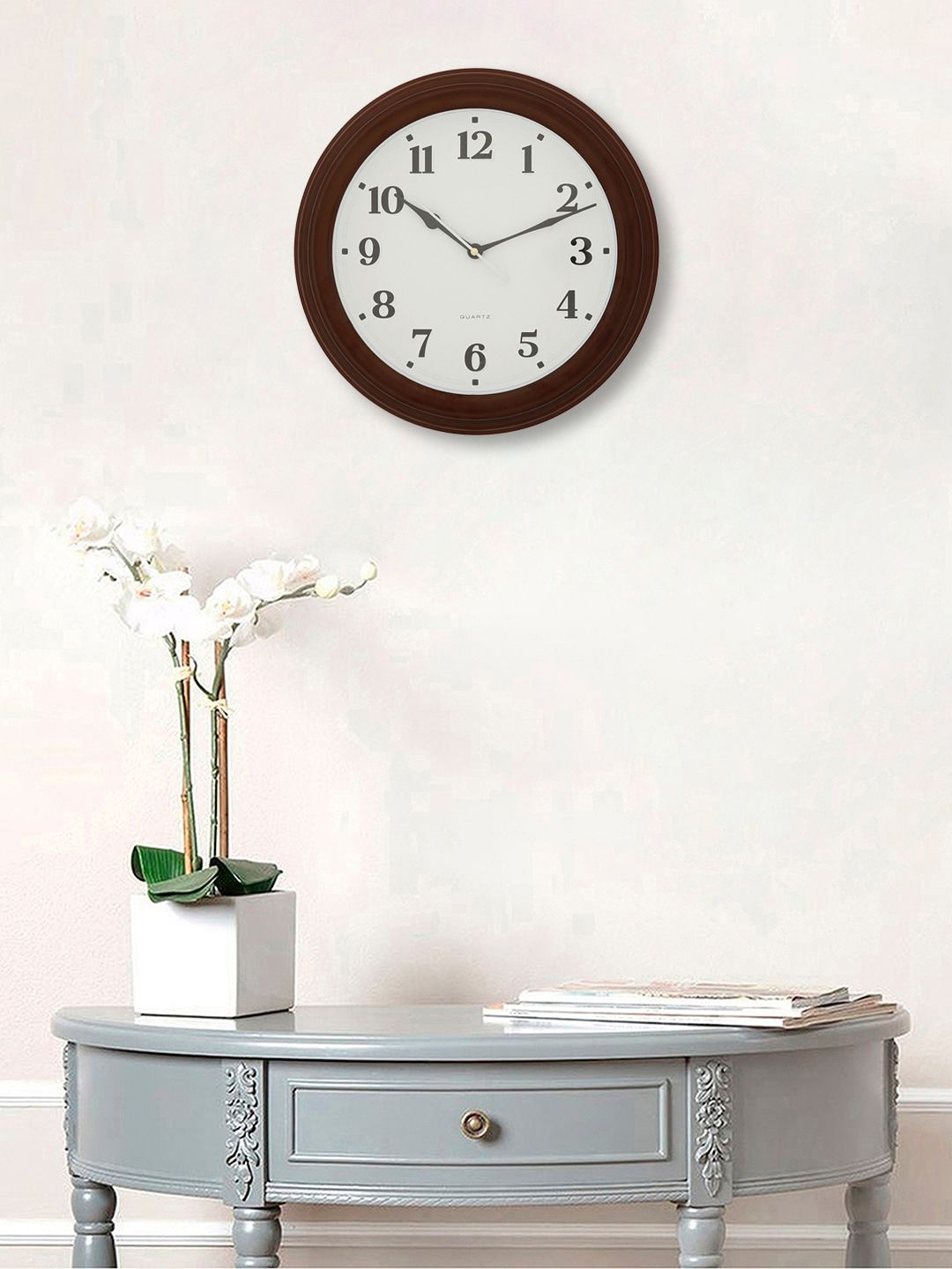 eCraftIndia Brown & White Contemporary Wall Clock Price in India