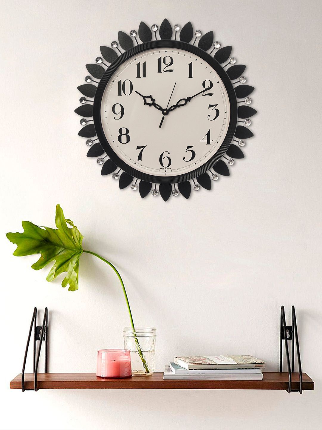 eCraftIndia Black & Silver-Toned Contemporary Wall Clock Price in India