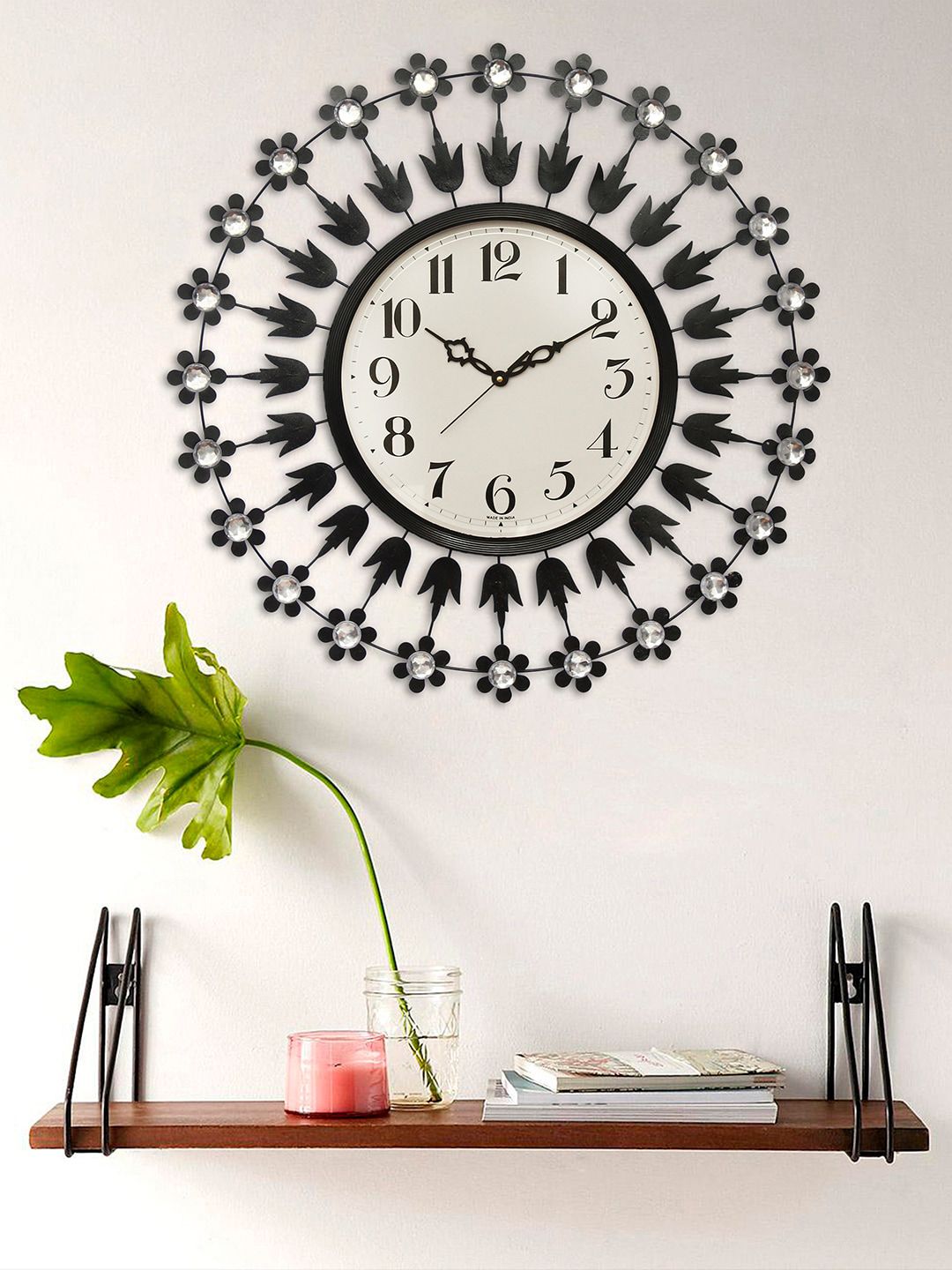 eCraftIndia Black & White Contemporary Wall Clock Price in India