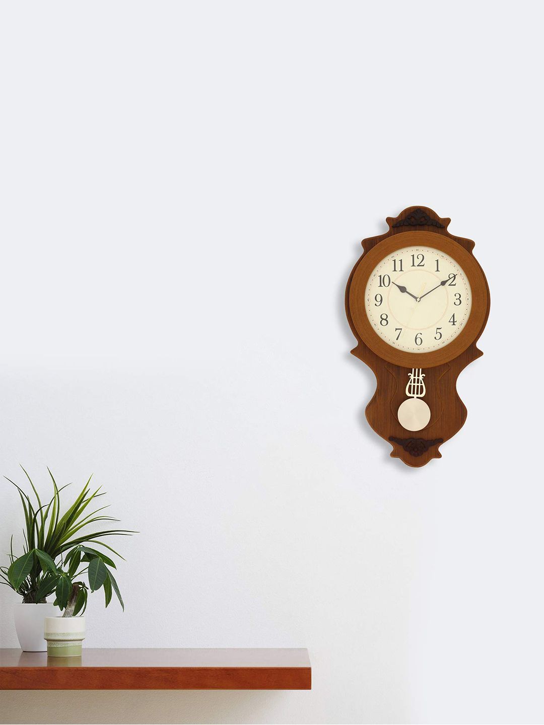 eCraftIndia Brown & Beige Vintage Wall Clock Price in India