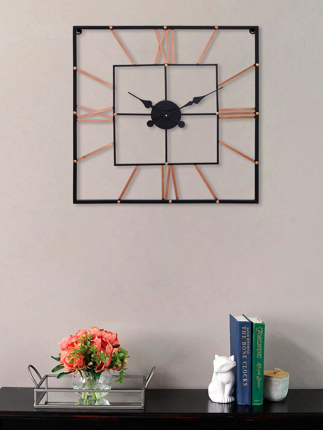 eCraftIndia Copper-Toned & Black Contemporary Wall Clock Price in India