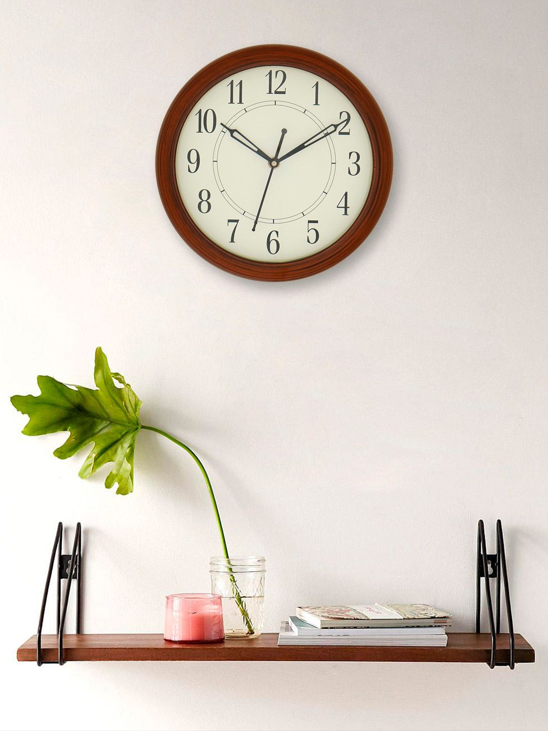 eCraftIndia Brown & Black Printed Vintage Wall Clock Price in India