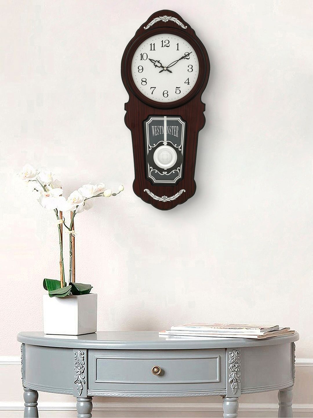 eCraftIndia Black & White Contemporary Wall Clock Price in India