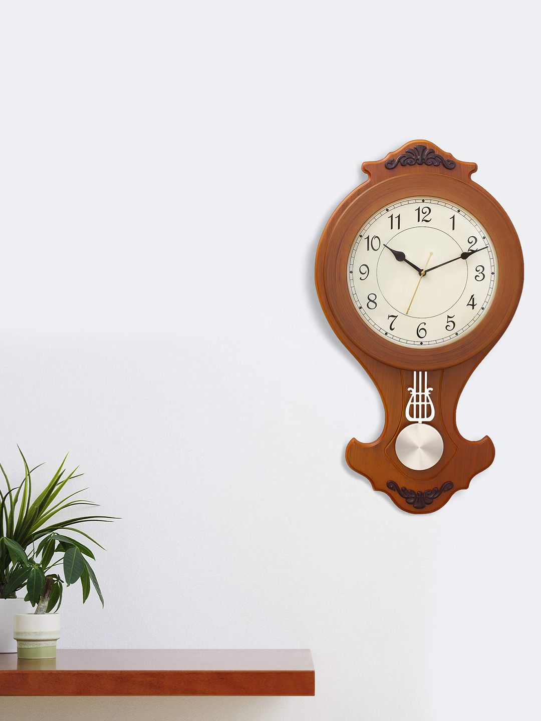 eCraftIndia Brown & Black Printed Vintage Wall Clock Price in India