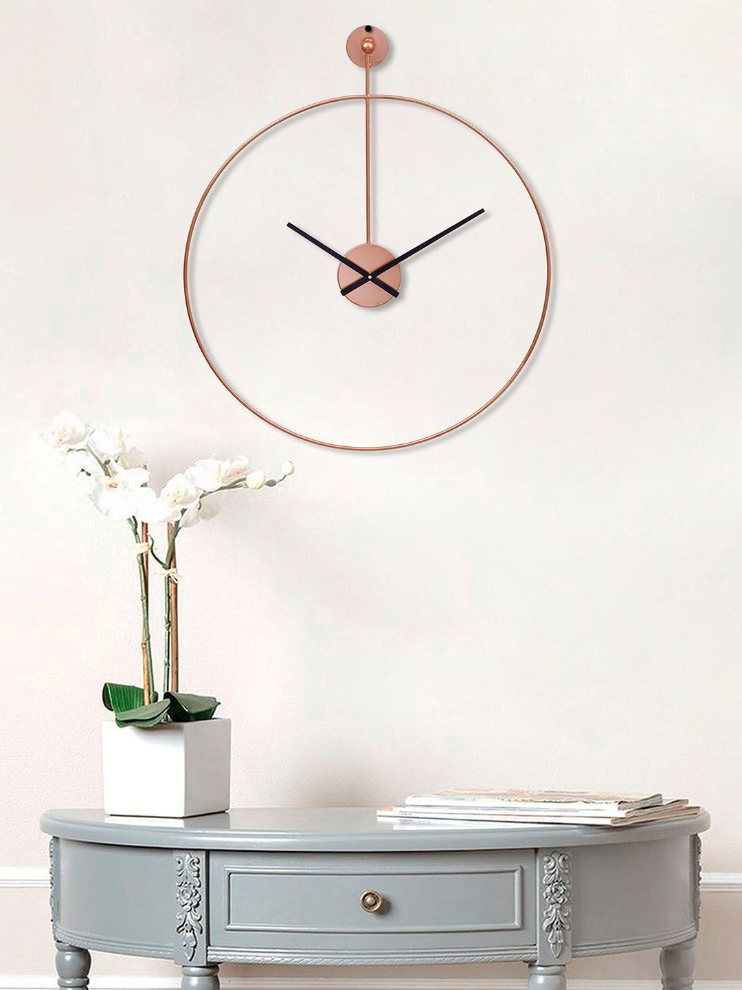 eCraftIndia Copper-Toned & Black Contemporary Wall Clock Price in India