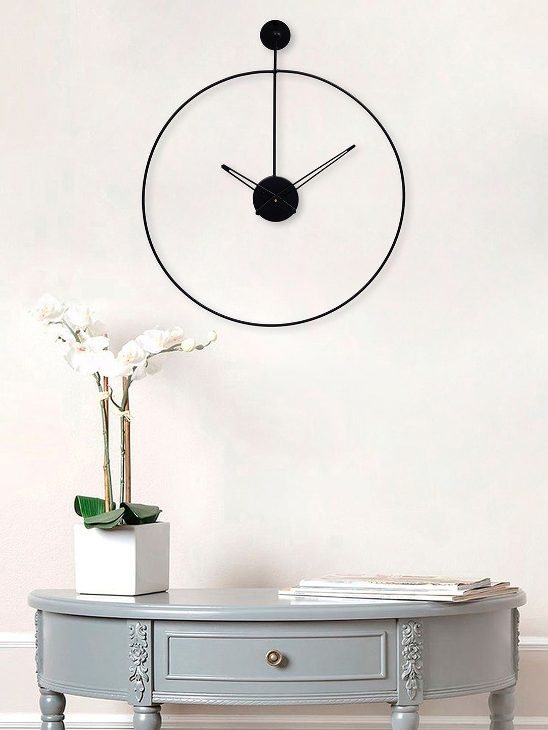 eCraftIndia Black Contemporary Wall Clock Price in India