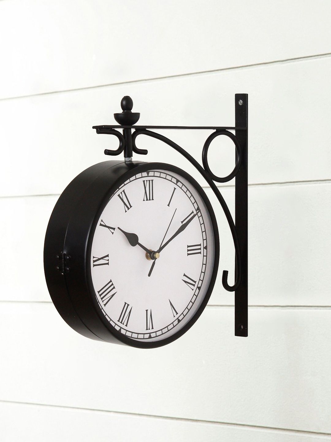 eCraftIndia Black & White Contemporary Wall Clock Price in India