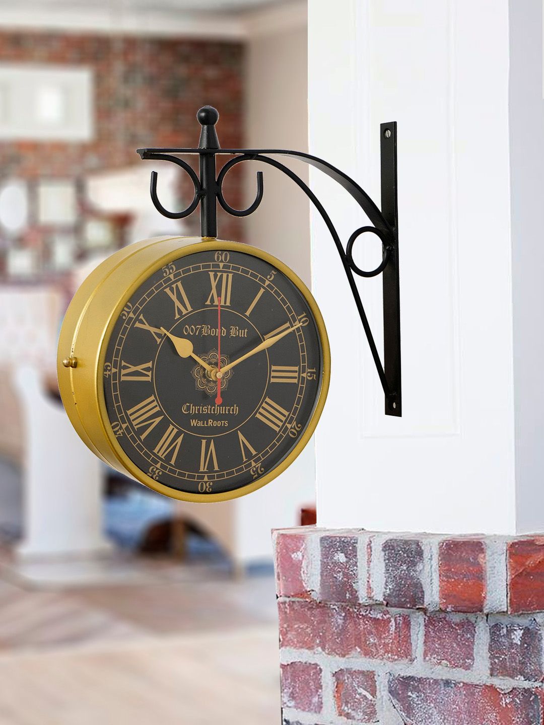 eCraftIndia Black & Gold-Toned Contemporary Wall Clock Price in India