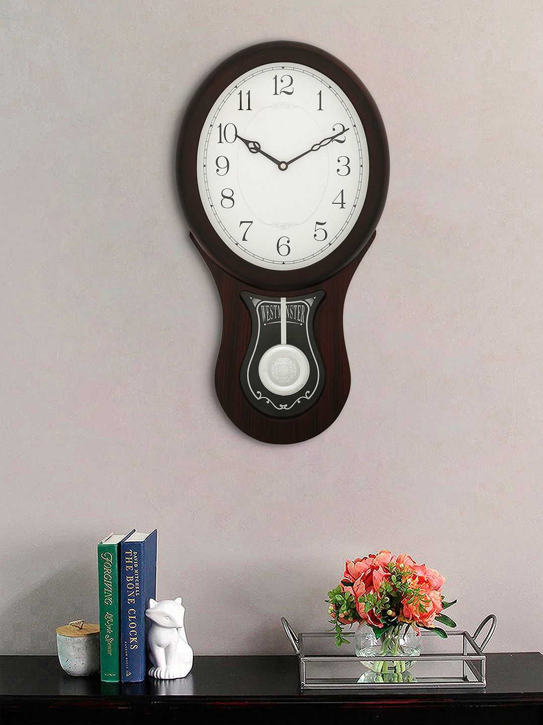 eCraftIndia Brown & White Contemporary Wall Clock Price in India