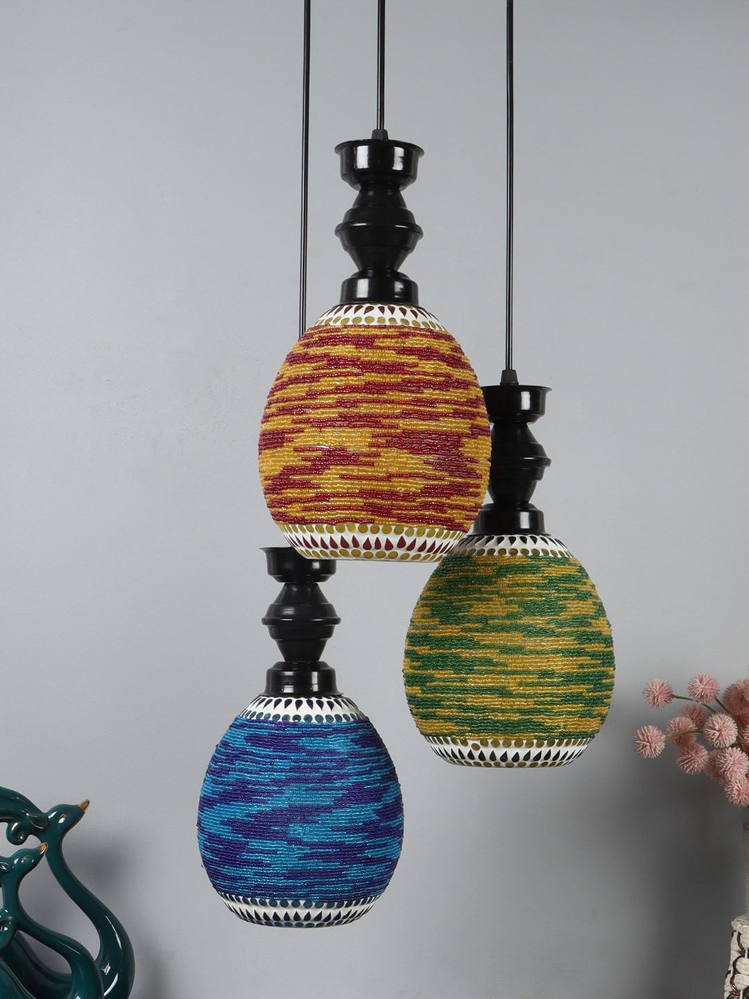 foziq Unisex Black & Blue Textured Ceiling Lamps Price in India