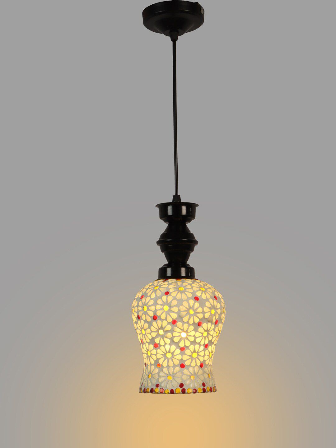 foziq Black & White Textured Ceiling Lamp Price in India